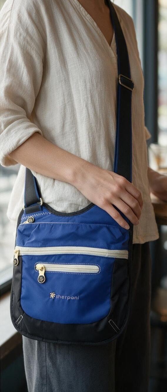 Sherpani Switch Blue Nylon Crossbody Travel Bag Multi-Pocket